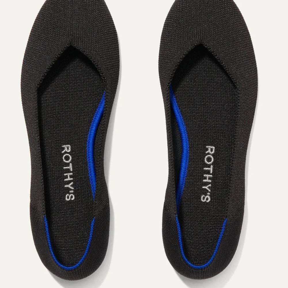 Rothy's Elegant Black Flats with Blue Highlights